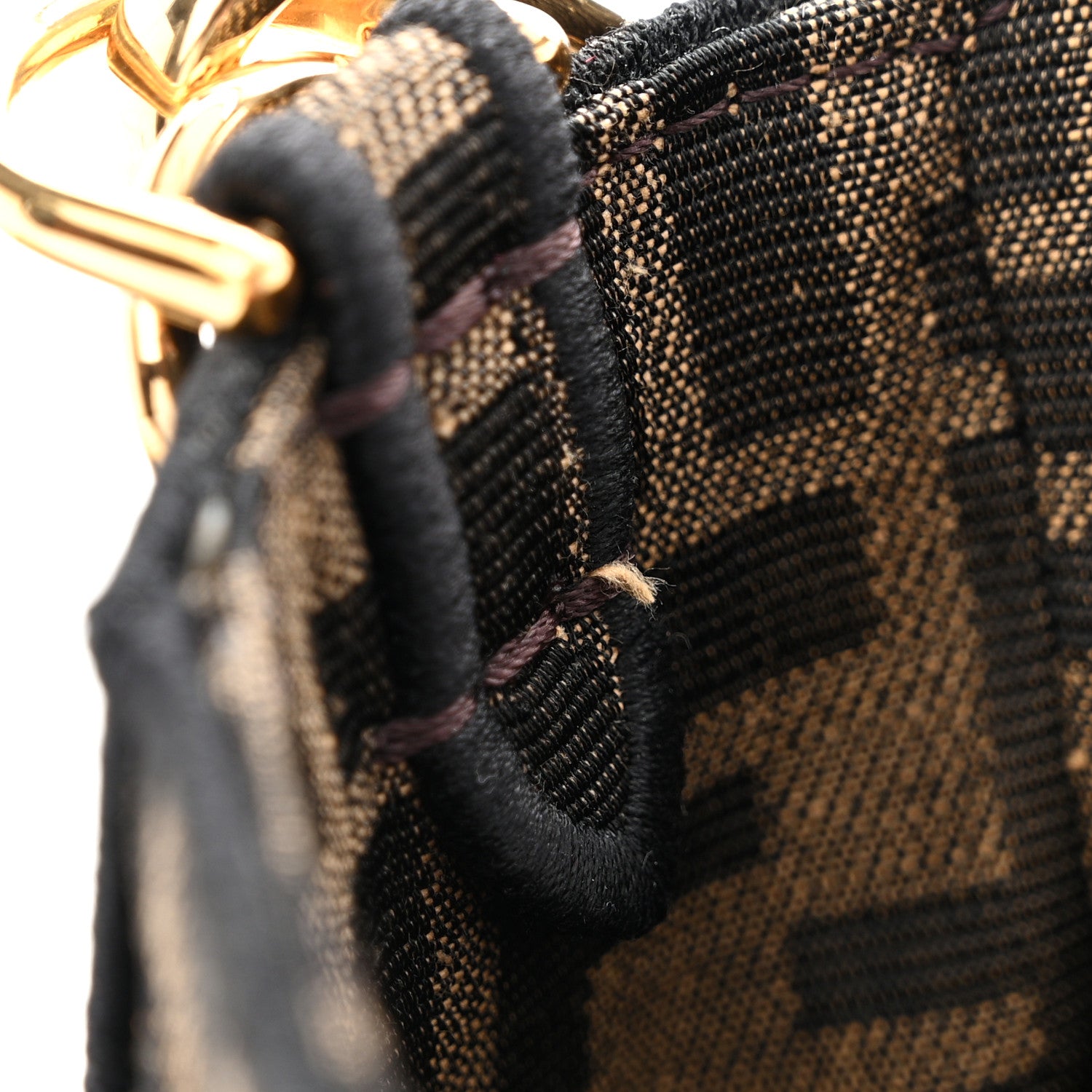 Fendi Fabric Jacquard FF 1974 Medium Baguette Tobacco Moro Black 10 of 10