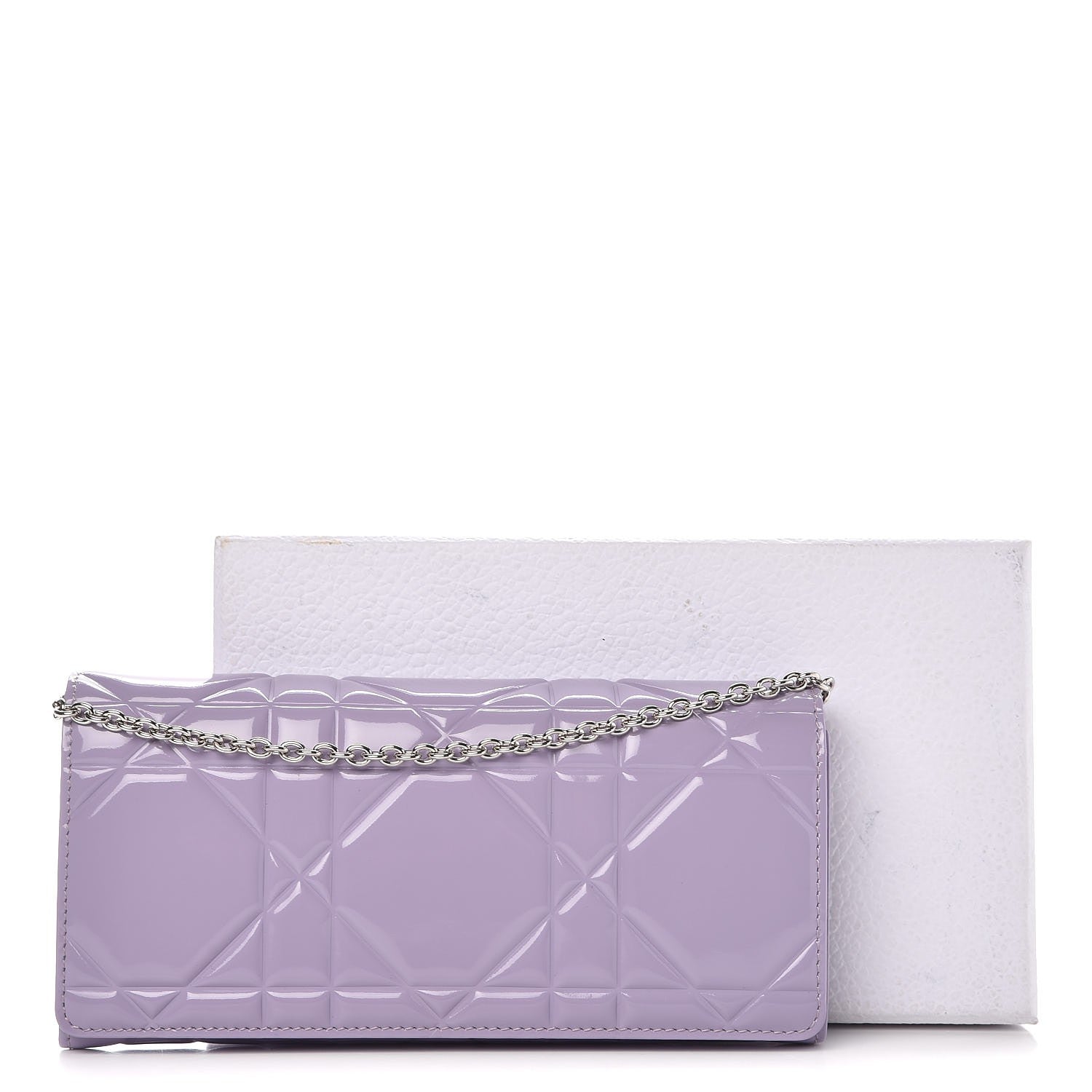 Christian Dior Patent Cannage Rendez-vous Chain Wallet Purple 8 of 8