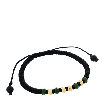 David Yurman 18K Yellow Gold Nephrite Jade Nylon Fortune Woven Bracelet Black 1 of 3