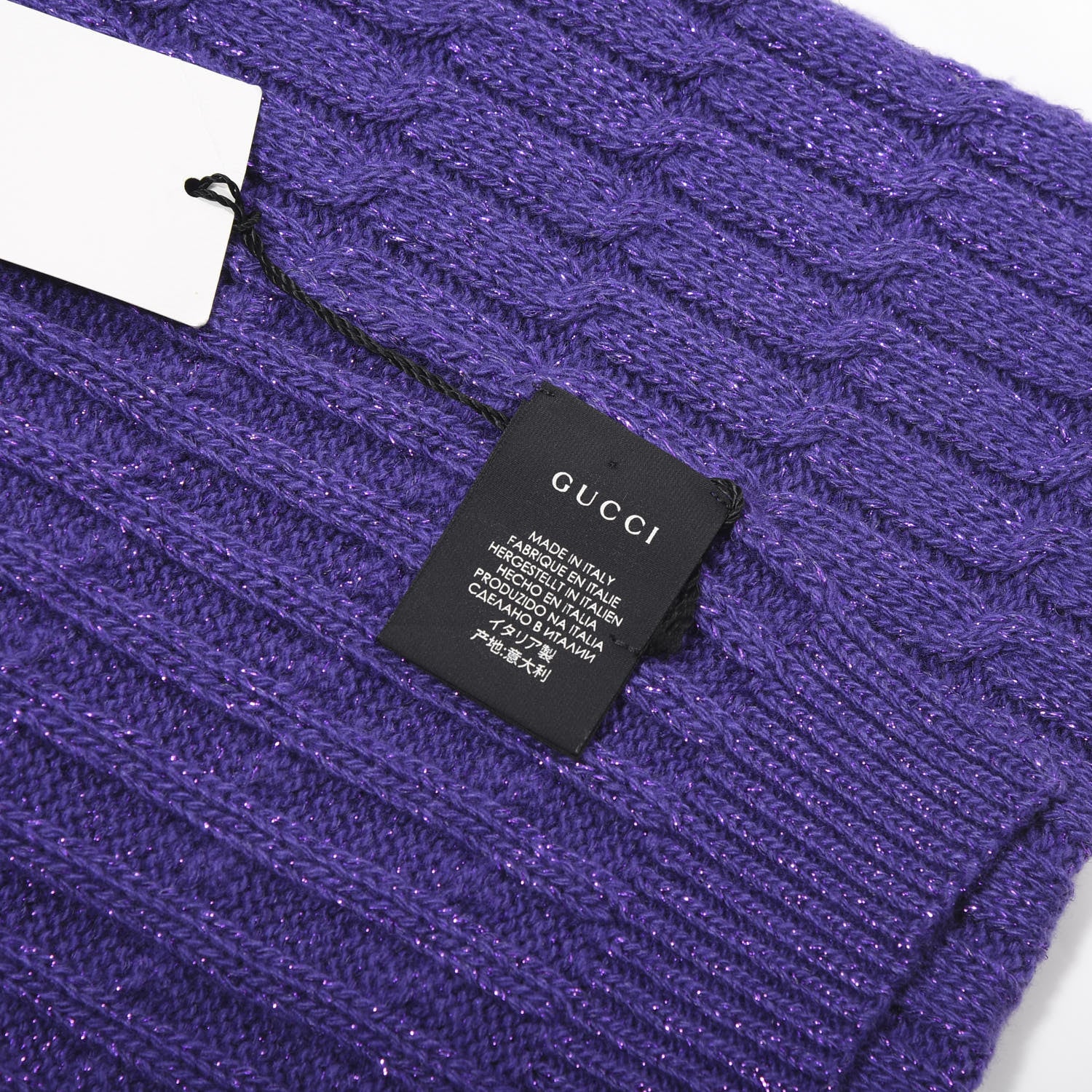 Gucci Wool Knit Shine Reg Scarf Parma Violet Dark Purple 3 of 4