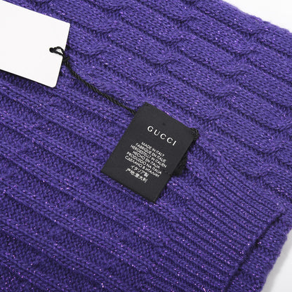 Gucci Wool Knit Shine Reg Scarf Parma Violet Dark Purple 3 of 4