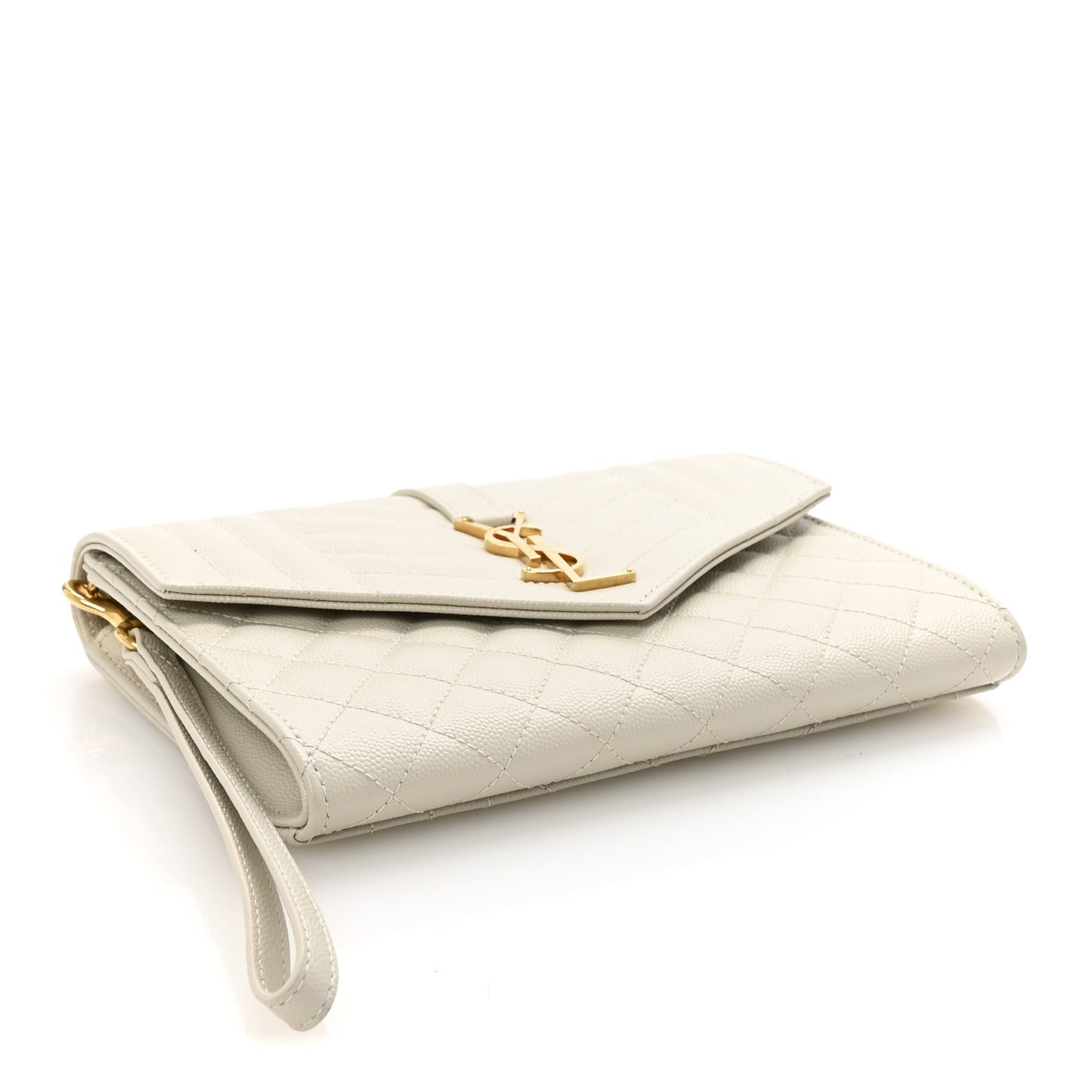 Grain De Poudre Textured Mixed Matelasse Triquilt Monogram Clutch Crema Soft