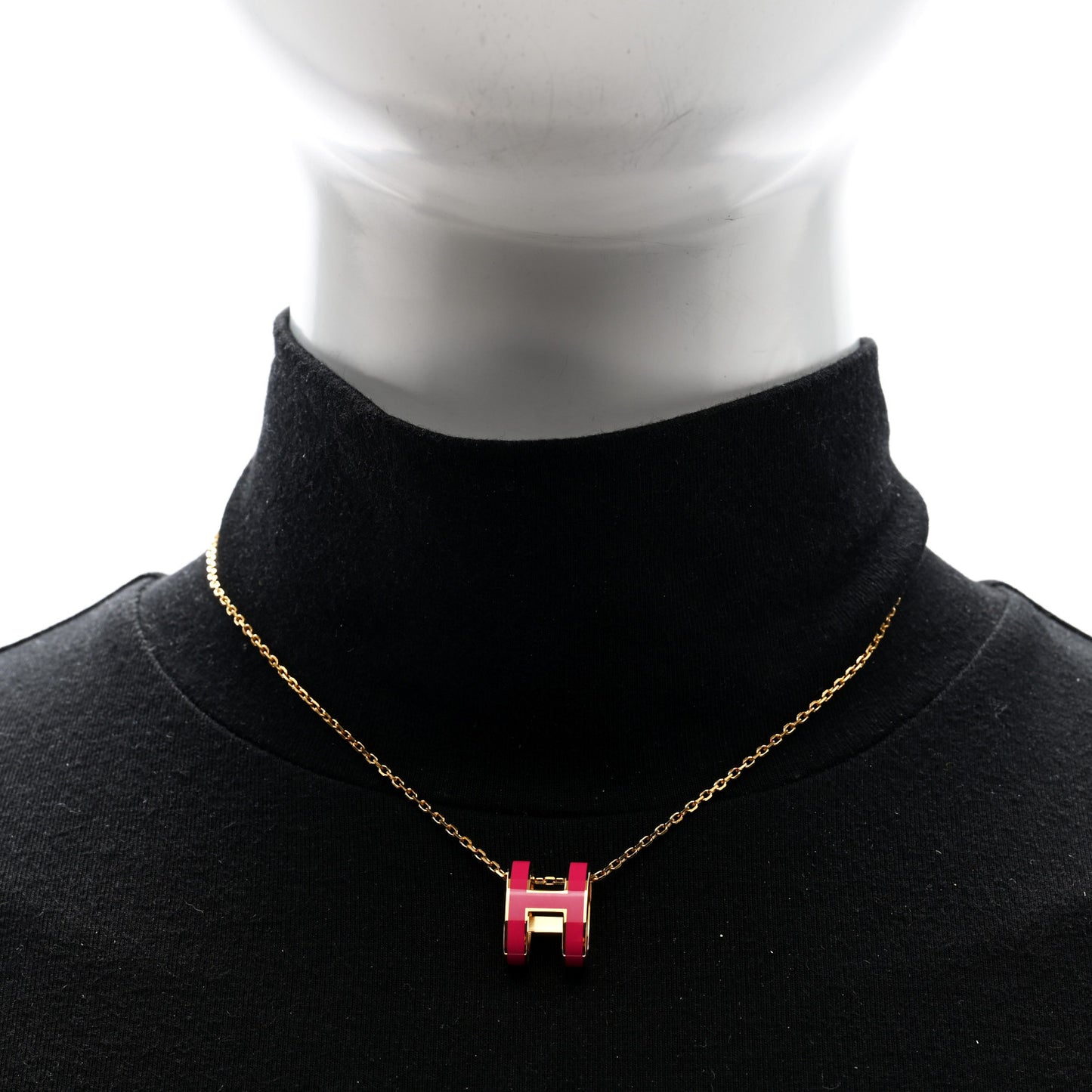Lacquered Gold Pop H Pendant Necklace Rose Extreme