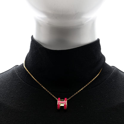 Hermes Lacquered Gold Pop H Pendant Necklace Rose Extreme 2 of 6