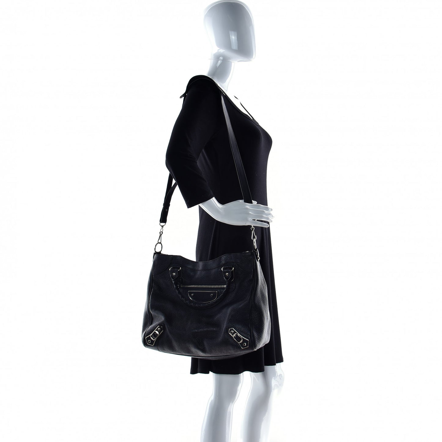 Chevre Silver Metallic Edge Hardware Velo Black