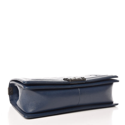 Chanel Caviar Quilted New Medium Boy Flap Dark Navy Blue 4 of 12
