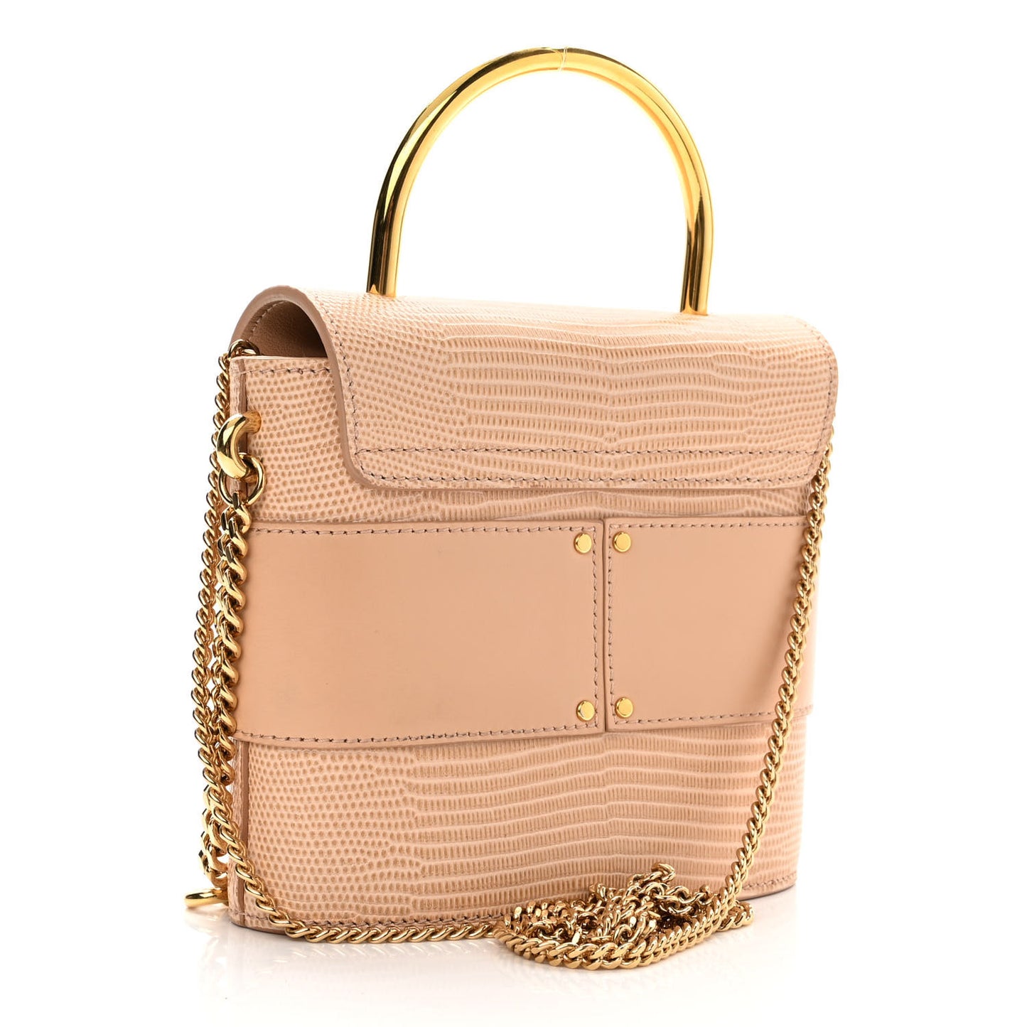 Calfskin Lizard Embossed Small Aby Lock Delicate Pink