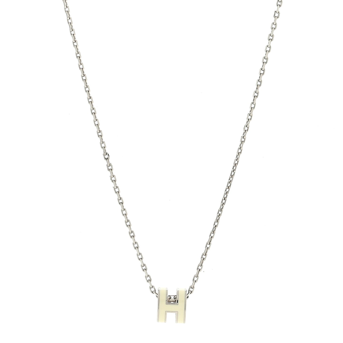 Lacquered Palladium Mini Pop H Pendant Necklace White
