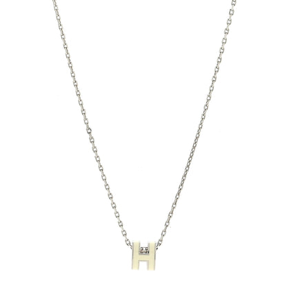 Hermes Lacquered Palladium Mini Pop H Pendant Necklace White 1 of 4