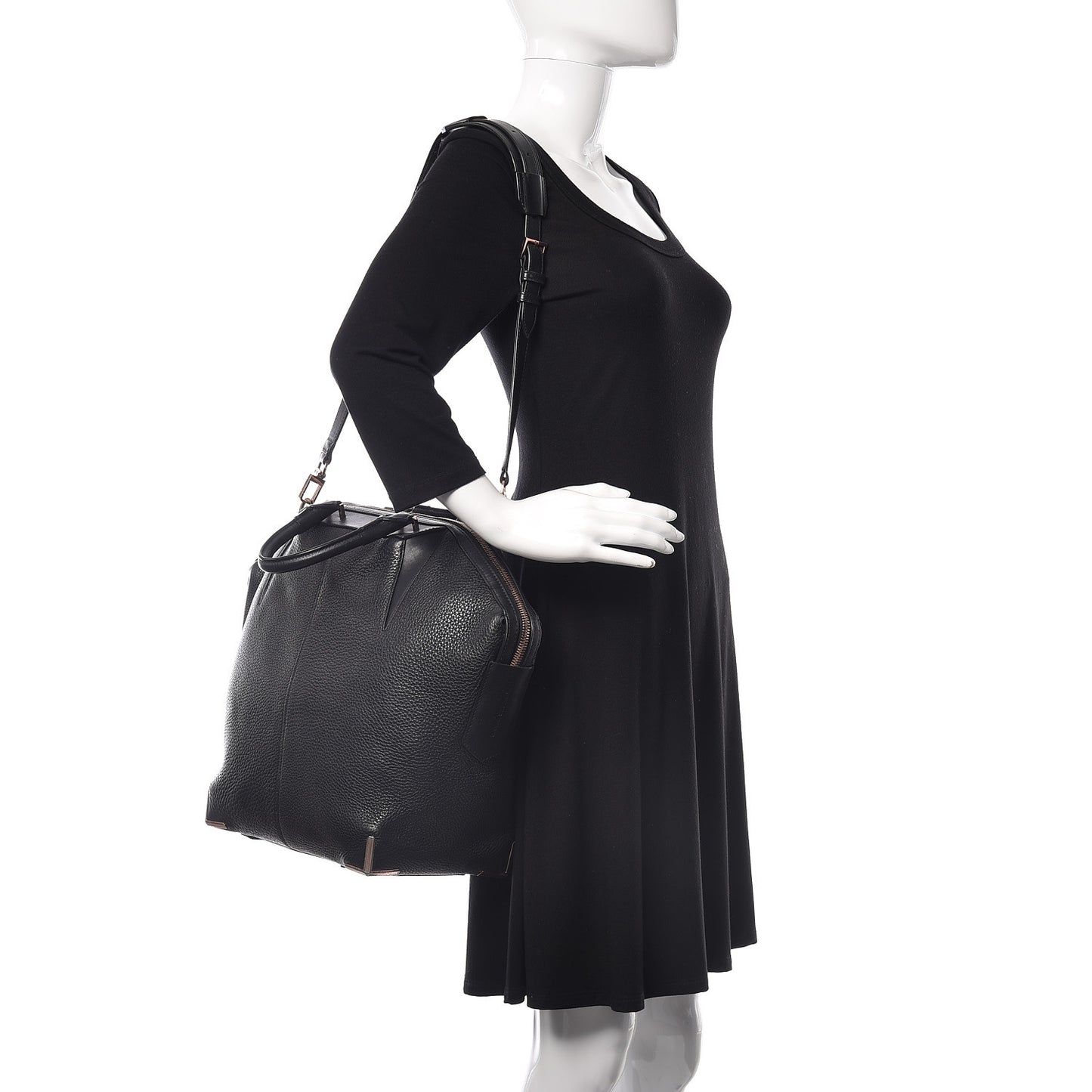 Pebbled Calfskin Large Emile Soft Black Rose Gold Hardware