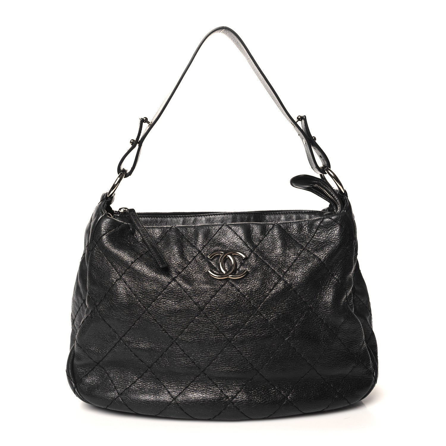 Chanel Glazed Calfskin On The Road Hobo Black 1 of 11