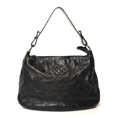Chanel Glazed Calfskin On The Road Hobo Black 1 of 11