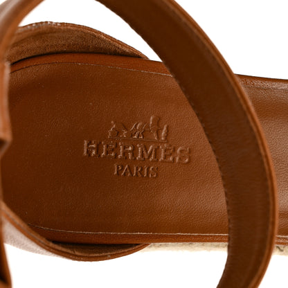 Hermes Goatskin Elda Espadrille Wedge Sandals 37 Natural 7 of 13