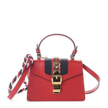 Gucci Calfskin Mini Sylvie Top Handle Bag Hibiscus Red 1 of 11