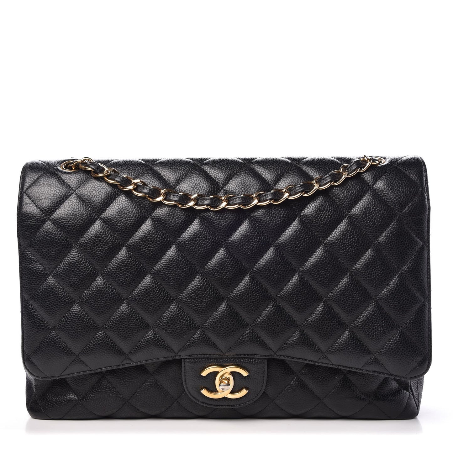 Caviar Quilted Maxi Double Flap Black