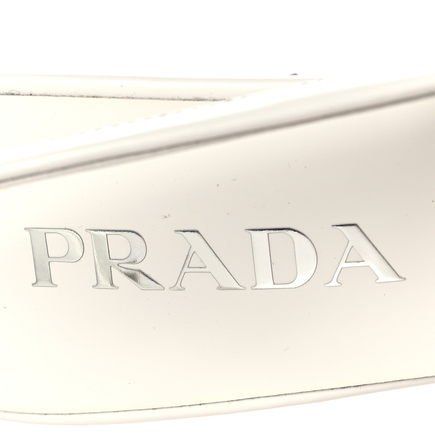 Prada Spazzolato Triangle Logo Pointed Toe 75mm Slingback Pumps 37 White 8 of 8