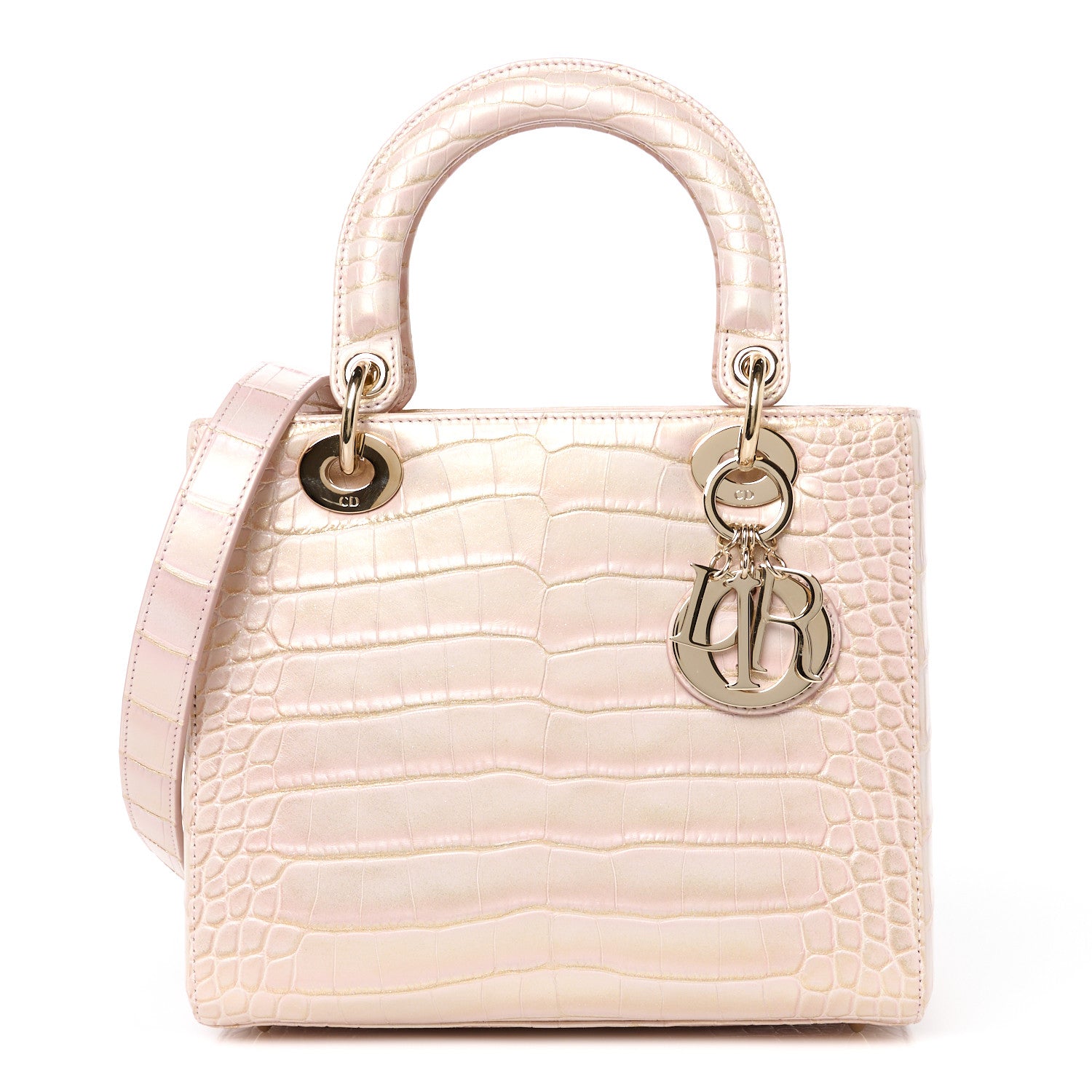Christian Dior Metallic Alligator Medium Lady Dior Rose 1 of 11