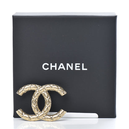 Chanel Metal CC Diamond Quilted Brooch Light Gold 5 of 5
