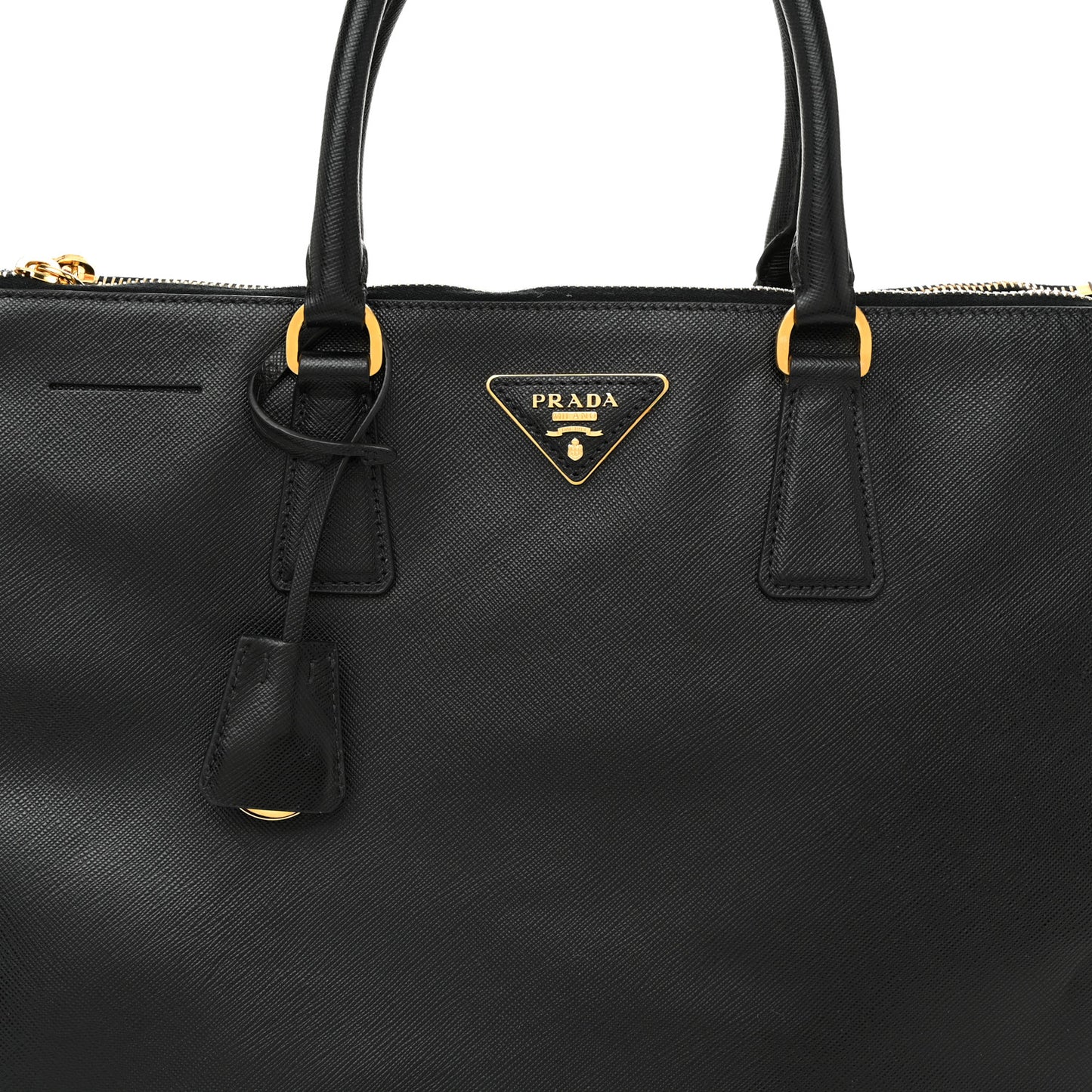 Saffiano Large Galleria Double Zip Tote Black