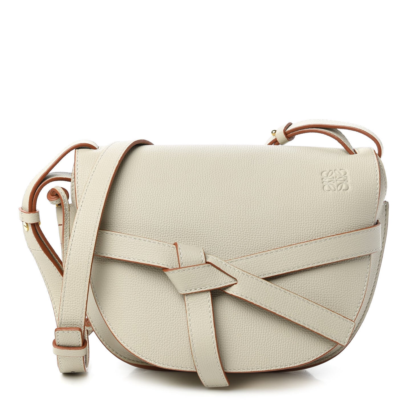 Grained Calfskin Small Gate Crossbody Bag Light Ghost