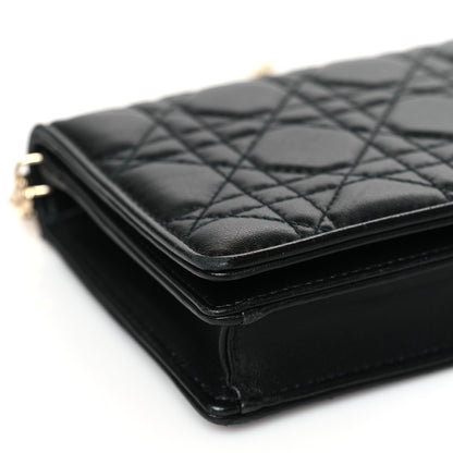 Christian Dior Lambskin Cannage Lady Dior Chain Wallet Black 8 of 9