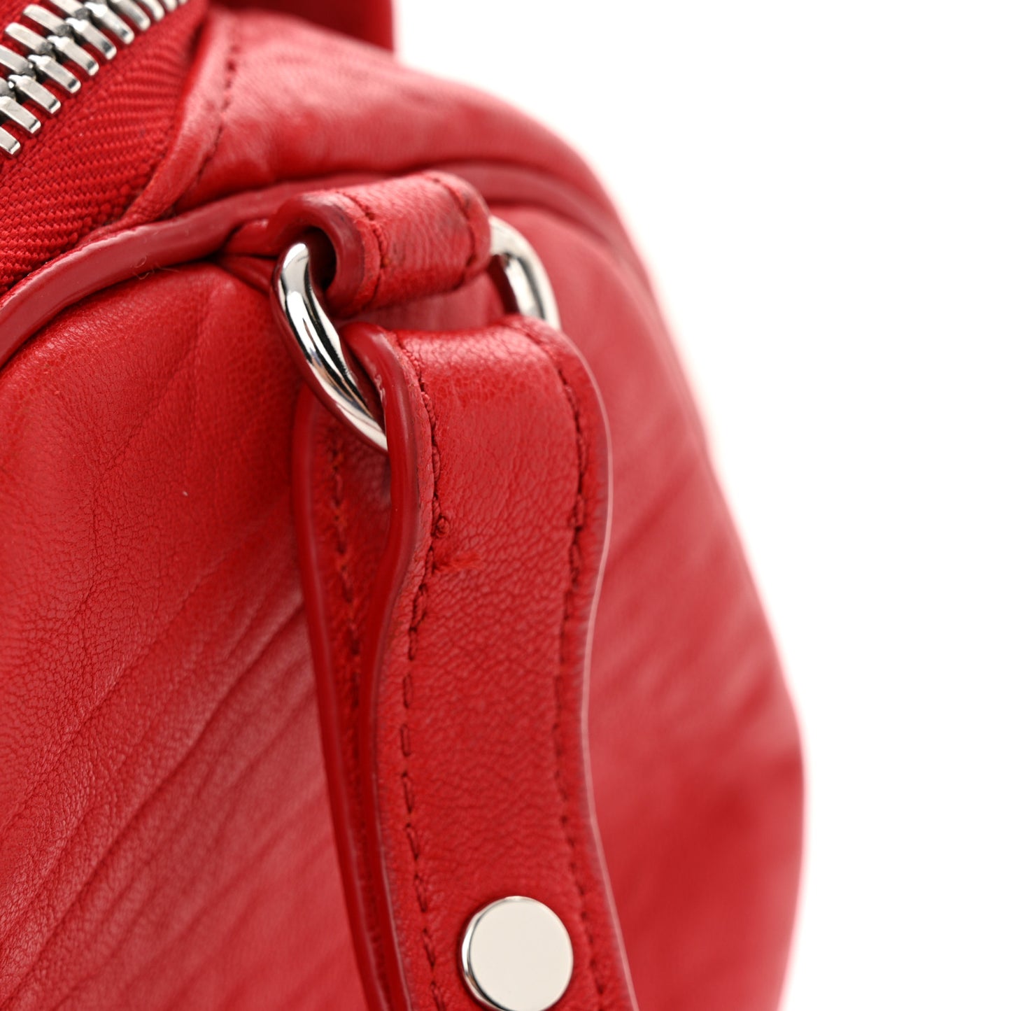 Pebbled Lambskin Mini Rockie Red Rhodium Hardware