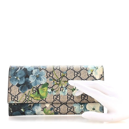 Gucci GG Supreme Monogram Blooms Continental Wallet Blue 2 of 6