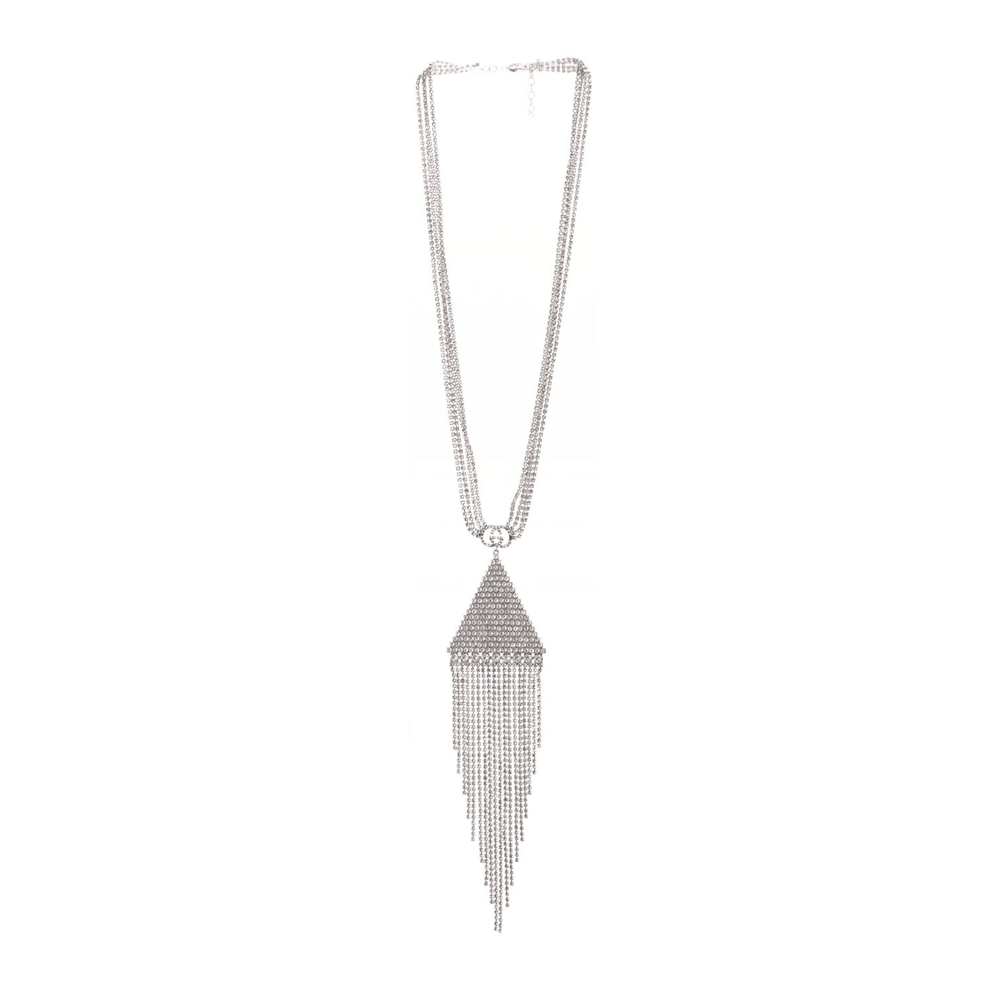 Crystal Double G Fringe Pendant Necklace