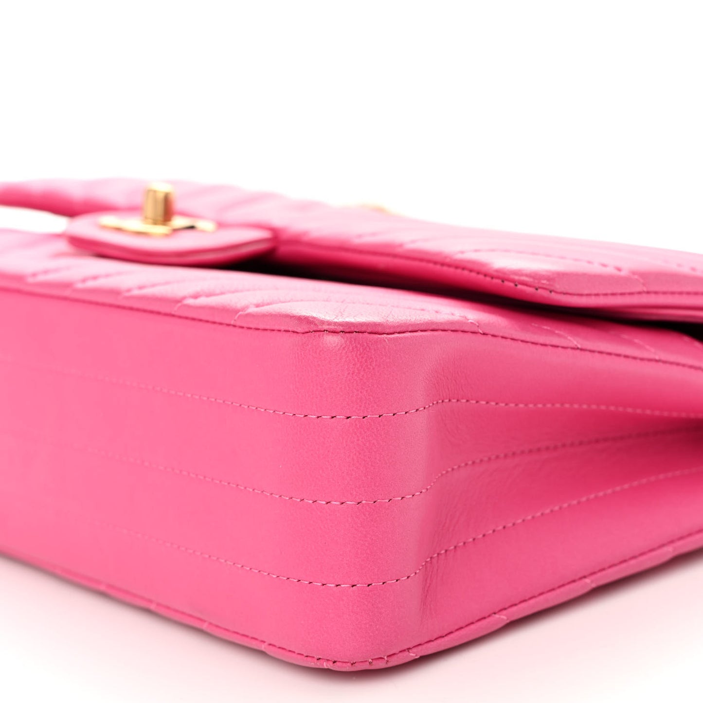 Lambskin Chevron Quilted Medium Double Flap Pink