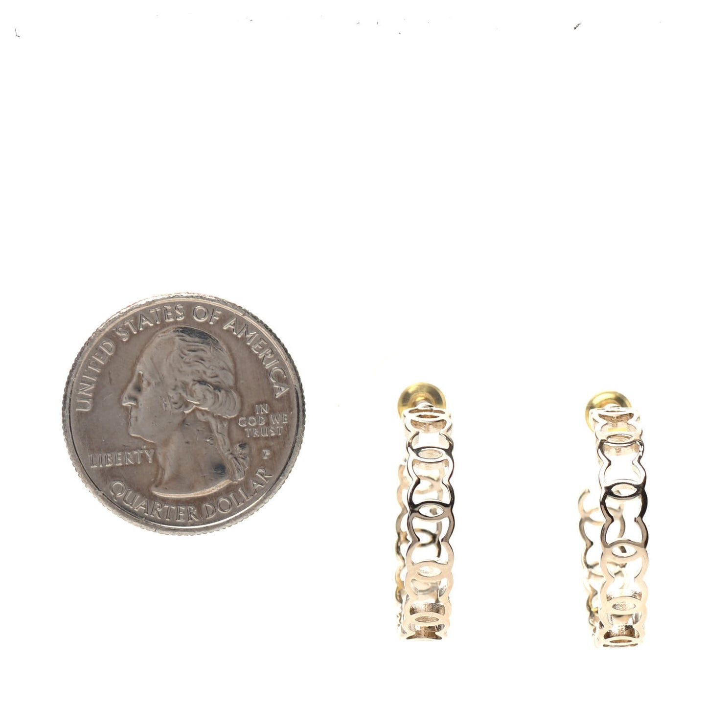 Metal CC Hoop Earrings Gold