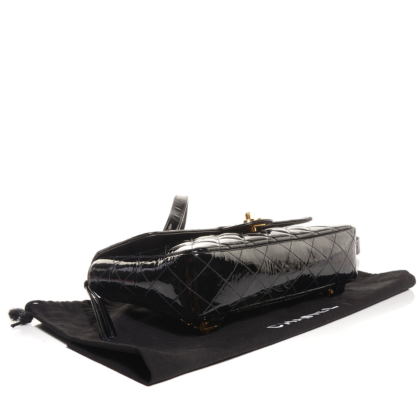 Patent Leather Flap Backpack Black