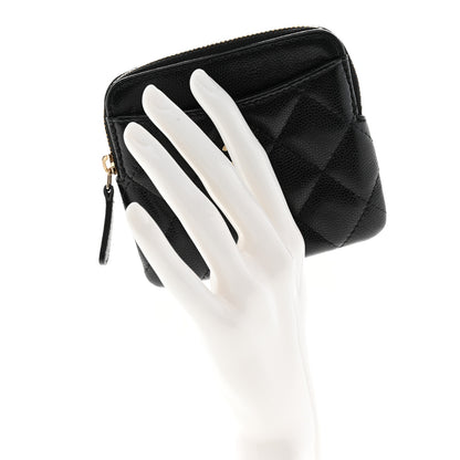 Chanel Caviar Quilted Zip Card Holder Wallet Black 2 of 7