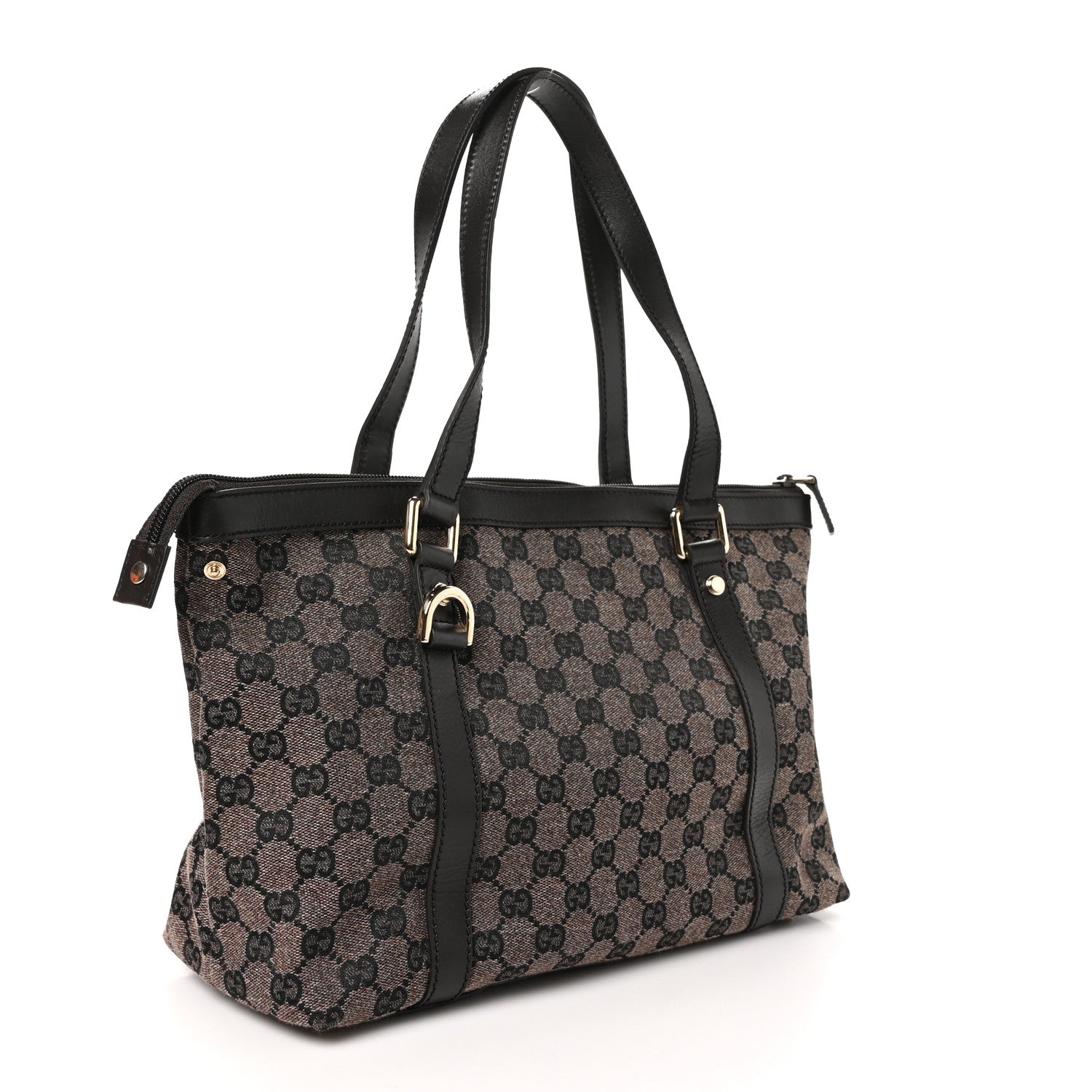 Gucci Denim Monogram Abbey Medium Tote Brown 3 of 12
