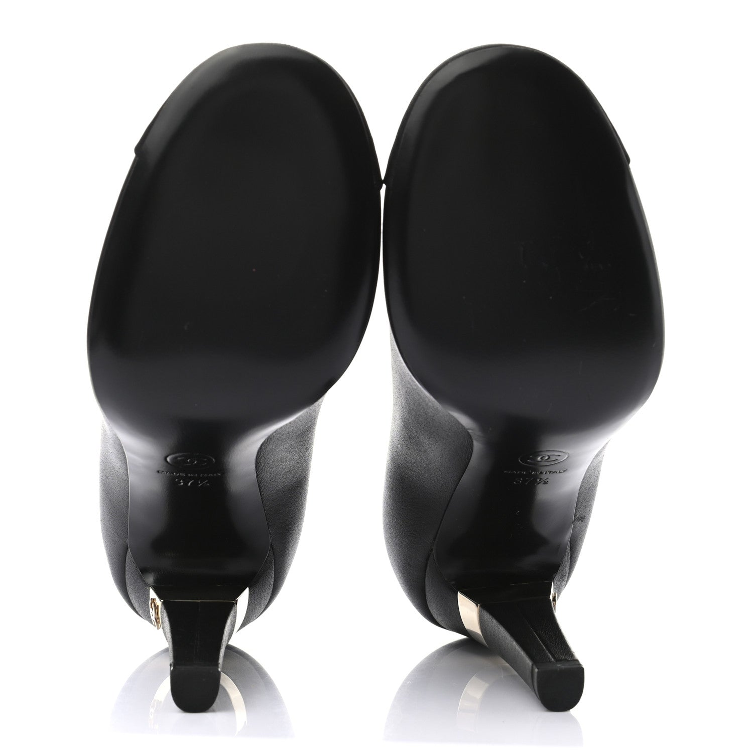 Chanel Lambskin Grosgrain Cap Toe CC Pumps 37.5 Black 5 of 9