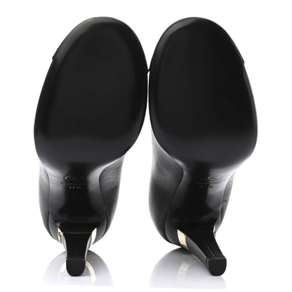 Chanel Lambskin Grosgrain Cap Toe CC Pumps 37.5 Black 5 of 9