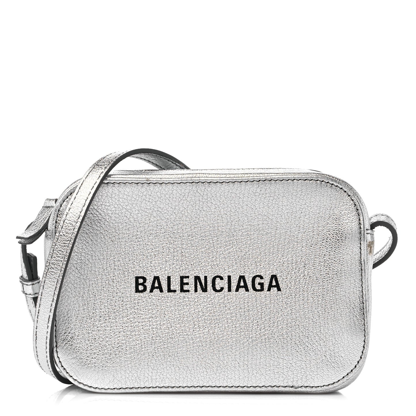 Metallic Goatskin Logo XS Everyday Camera Bag Argent Black