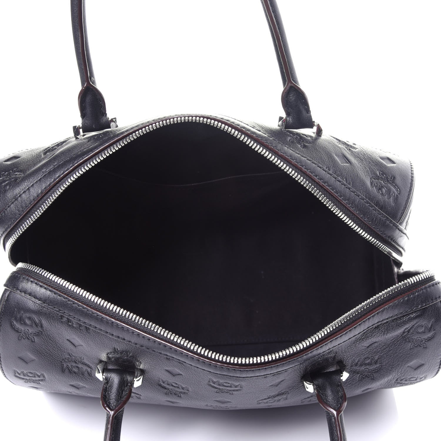 MCM Calfskin Ottomar Monogram Essential Boston Bag Black 5 of 11