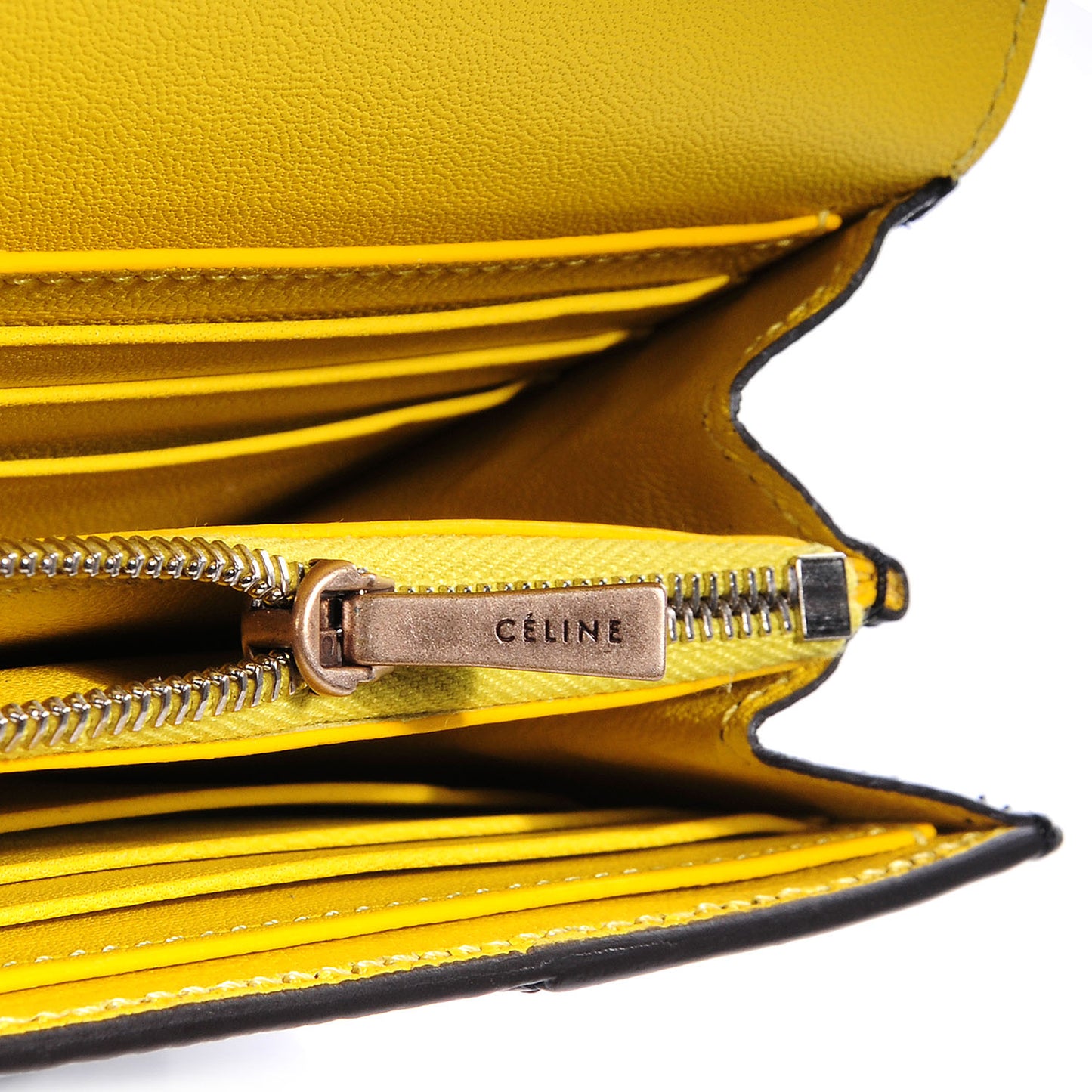 Leather Continental Bi-Color Wallet Black Yellow