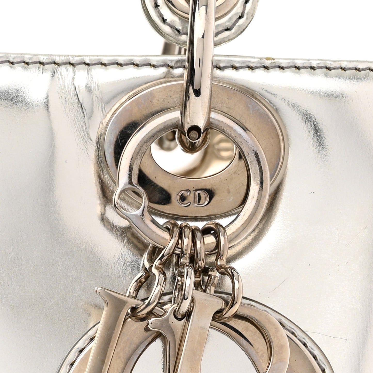 Metallic Patent Calfskin Medium Lady Dior Silver