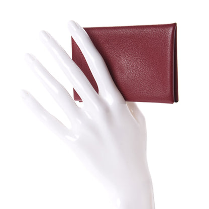 Hermes Evercolor Calvi Card Case Rouge Grenat 2 of 7