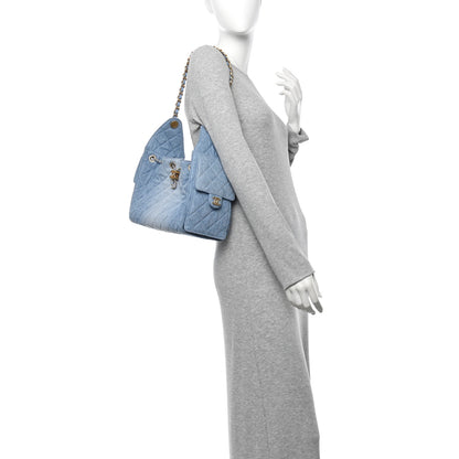 Chanel Washed Denim Quilted Small Chanel 25 Handbag Blue 2 of 11