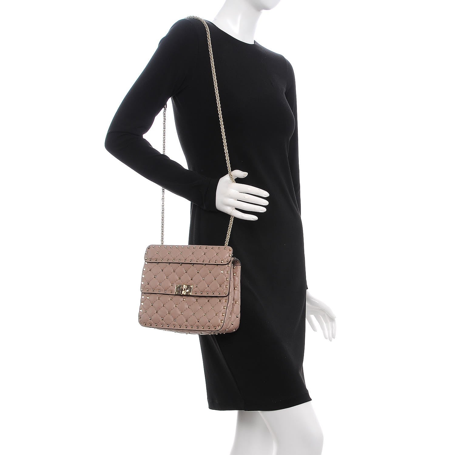 Valentino Garavani Lambskin Medium Rockstud Spike Shoulder Bag Poudre 2 of 6