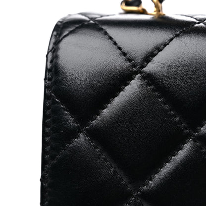 Chanel Shiny Calfskin Quilted Mini Chain Top Handle Flap Black 12 of 13