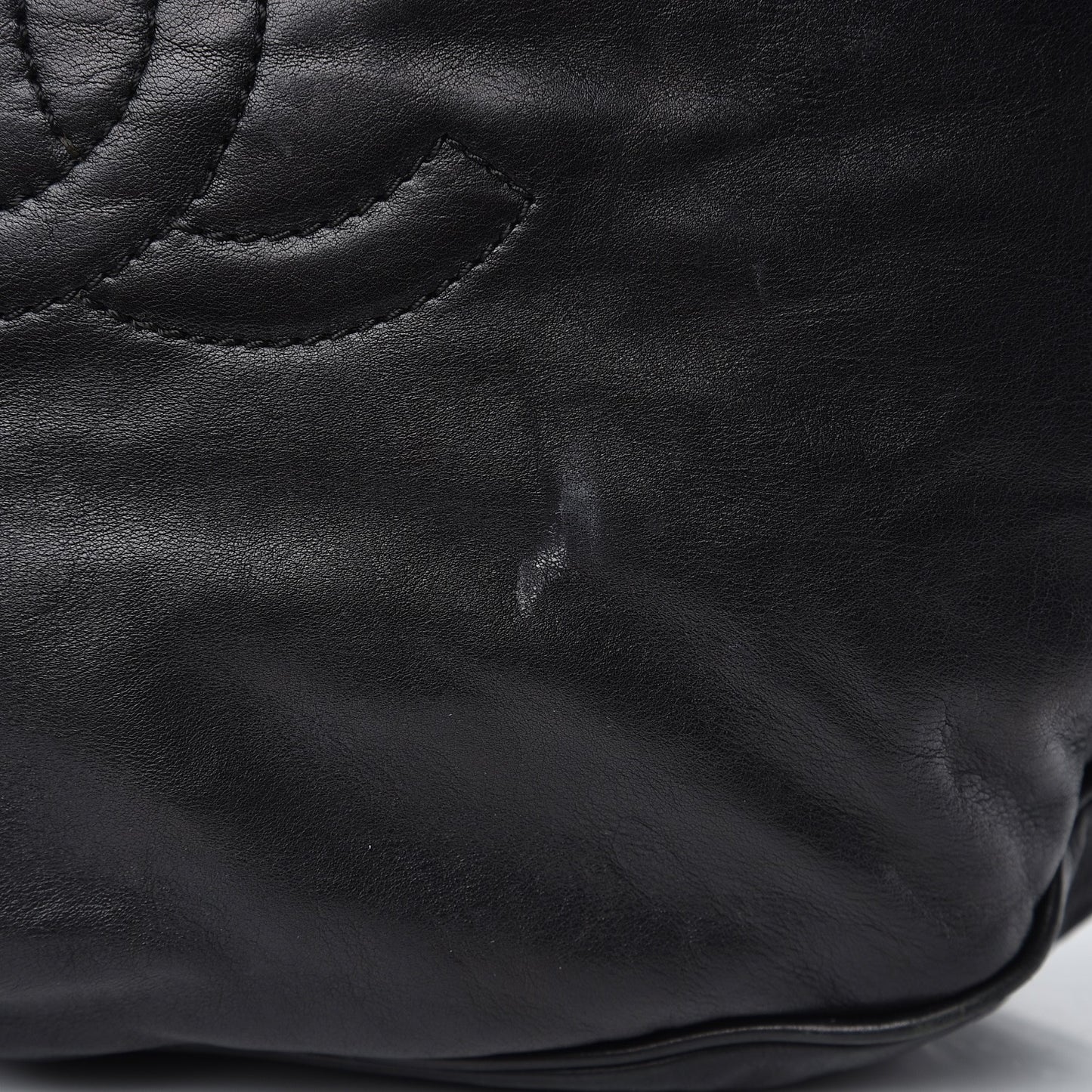 Lambskin Large Rock and Chain Hobo Black