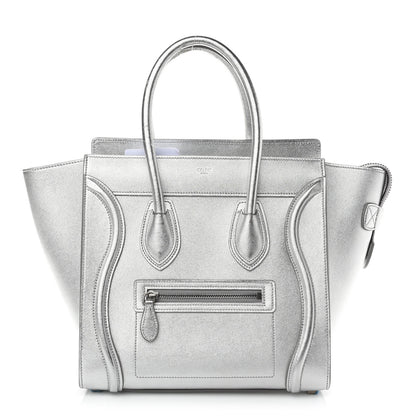 Celine Laminated Lambskin Micro Luggage Silver 1 of 12
