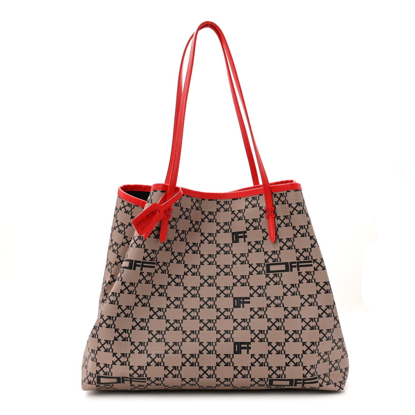 Coated Canvas Arrow Print Day Off Tote Bag Beige