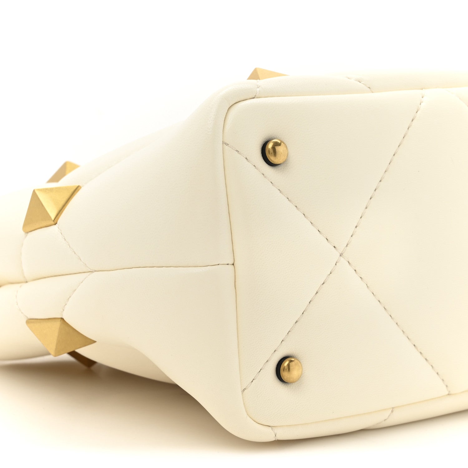 Valentino Garavani Nappa Small Roman Stud The Handle Bag Ivory 9 of 10