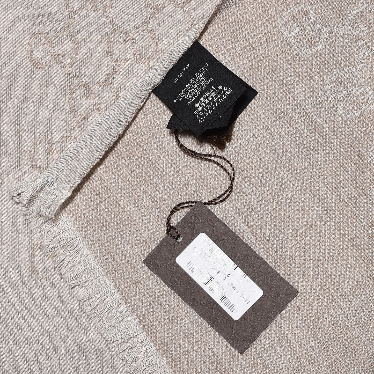 Wool Silk GG Monogram GGNat Scarf Sand
