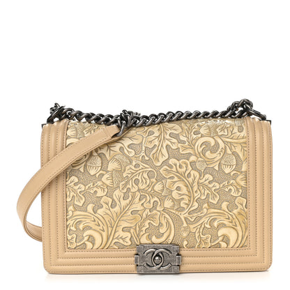 Chanel Calfskin Embossed New Medium Cordoba Boy Flap Ecru 1 of 9