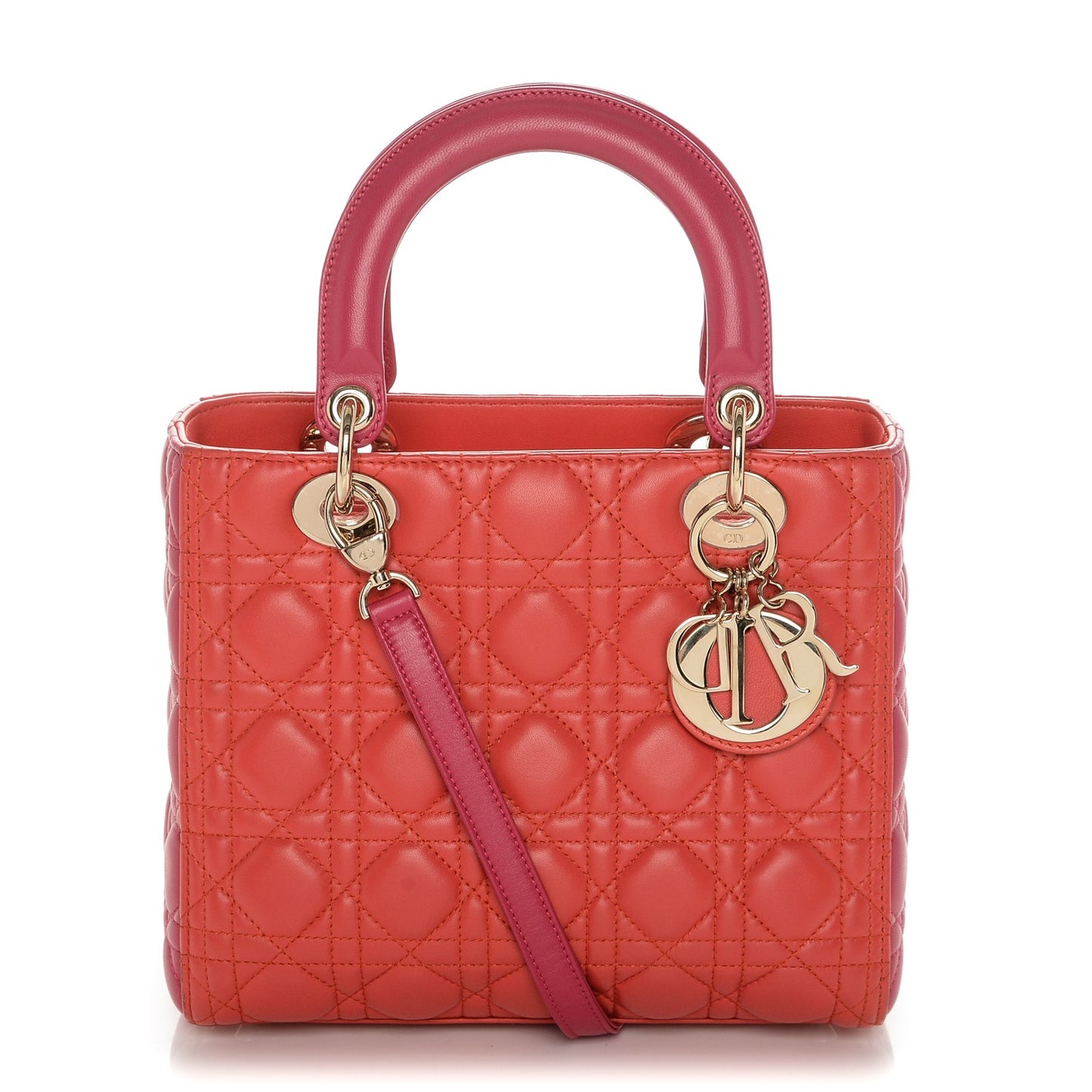 Lambskin Cannage Medium Tri-Color Lady Dior Pink